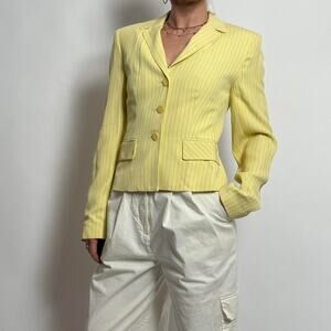 \Y2K Butter Yellow Pinstripe Blazer - Barami Couture - Size 2